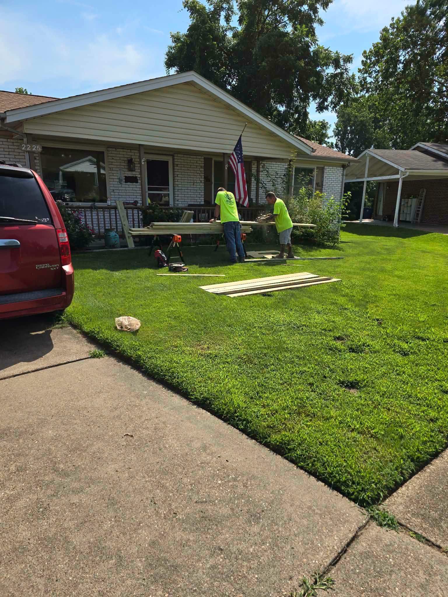 Shipley's Helping Hand crew working at a residence